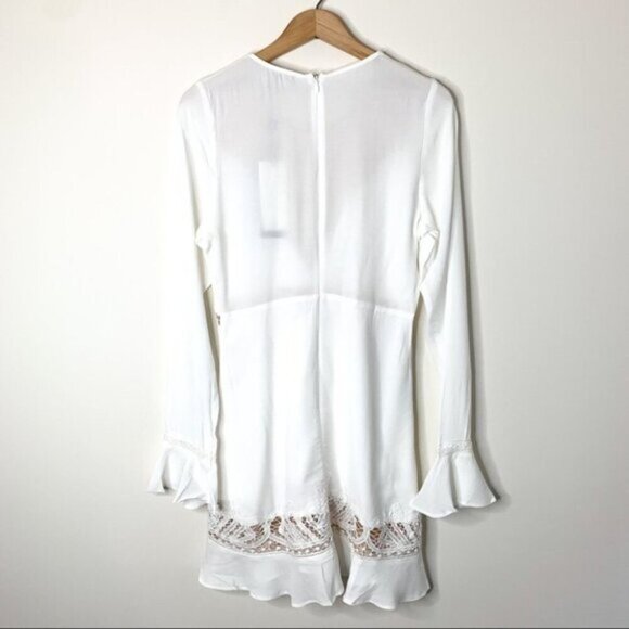 For Love and Lemons Valentina Mini Dress Lace  Flare Sleeve Lace Crochet White - Picture 14 of 16